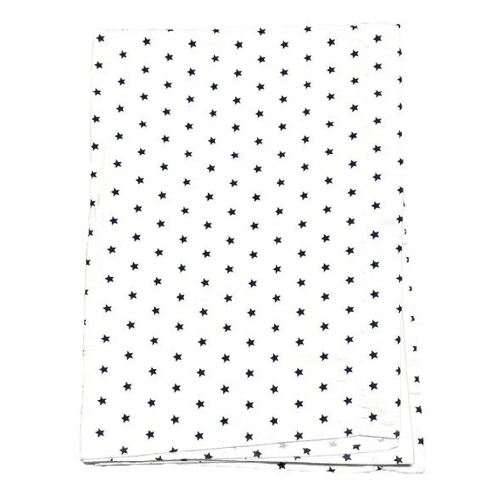 Pottery Barn Kids Star Flat Sheet Twin 100% Cotton White Navy‎ Blue Nautical